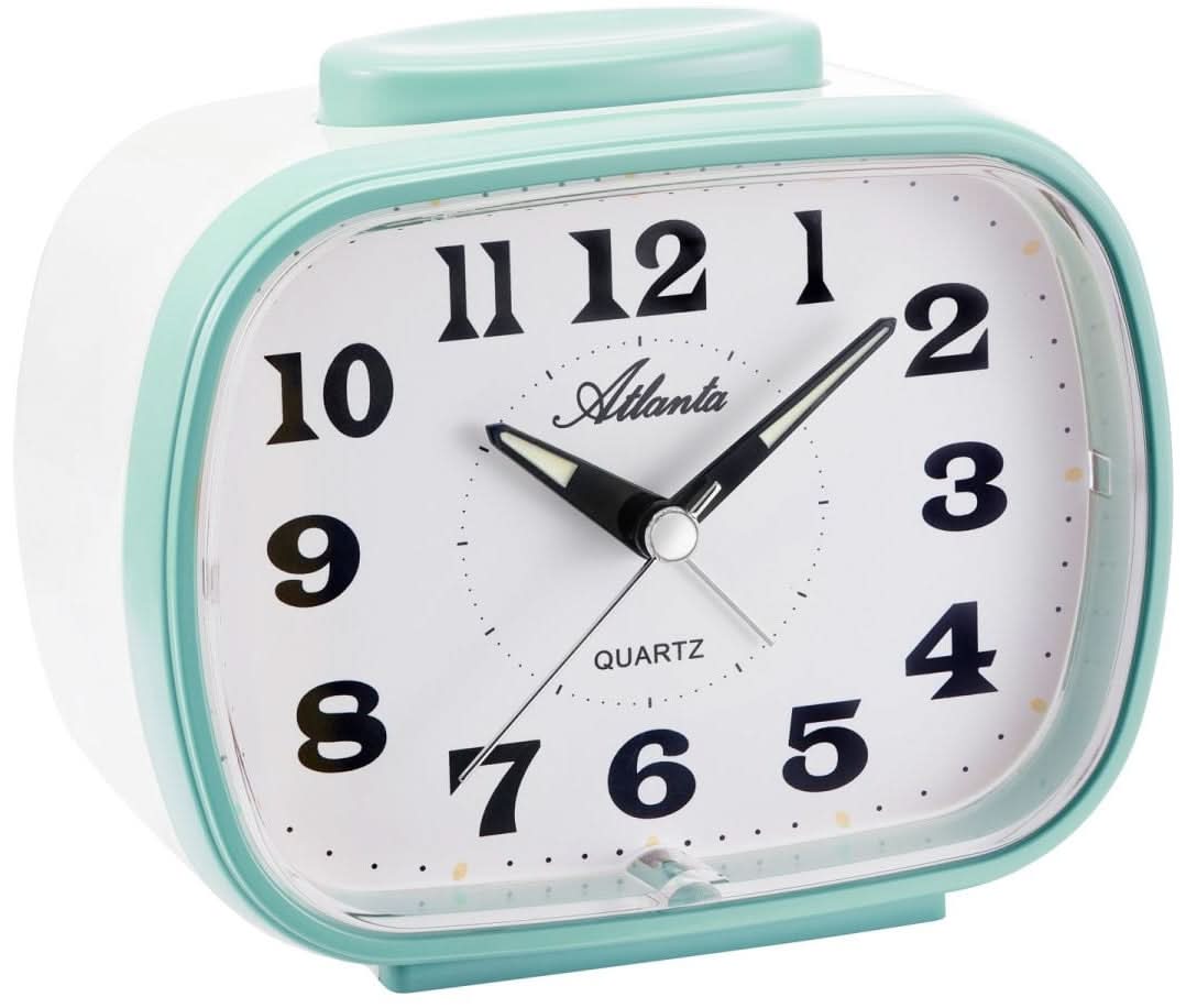Atlanta Quarzwecker Analog 11.5x9cm Kunststoff • Glockensignal • Crescendo-Alarm