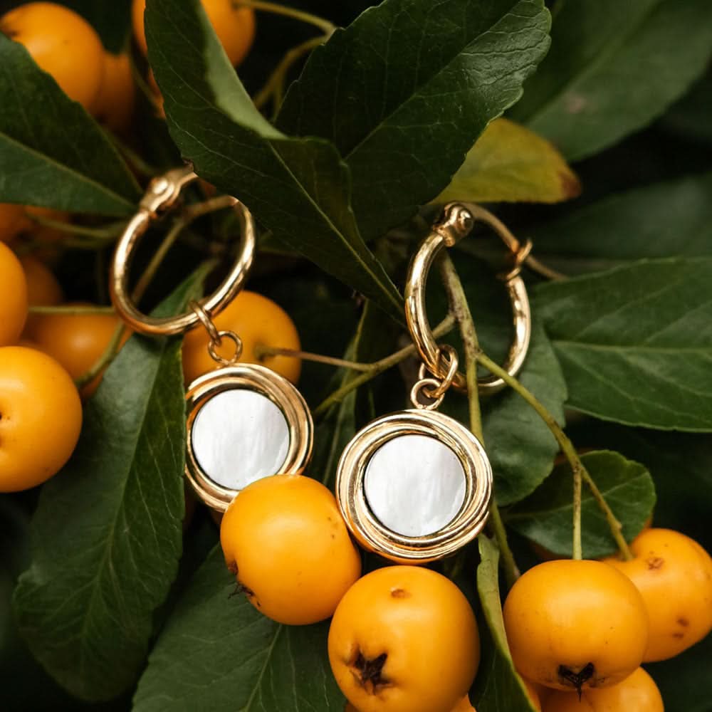 Zendala Ohrhänger mit rundem Anhänger – Holzkern Modell: Jewelry