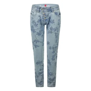 Buena Vista Damen Jeans Malibu cropped stretch denim - flower denim