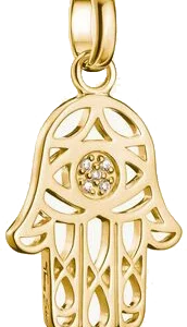 Thomas Sabo Charm-Anhänger, Hamsa, mit weißen Edelsteinen, aus Silber, vergoldet