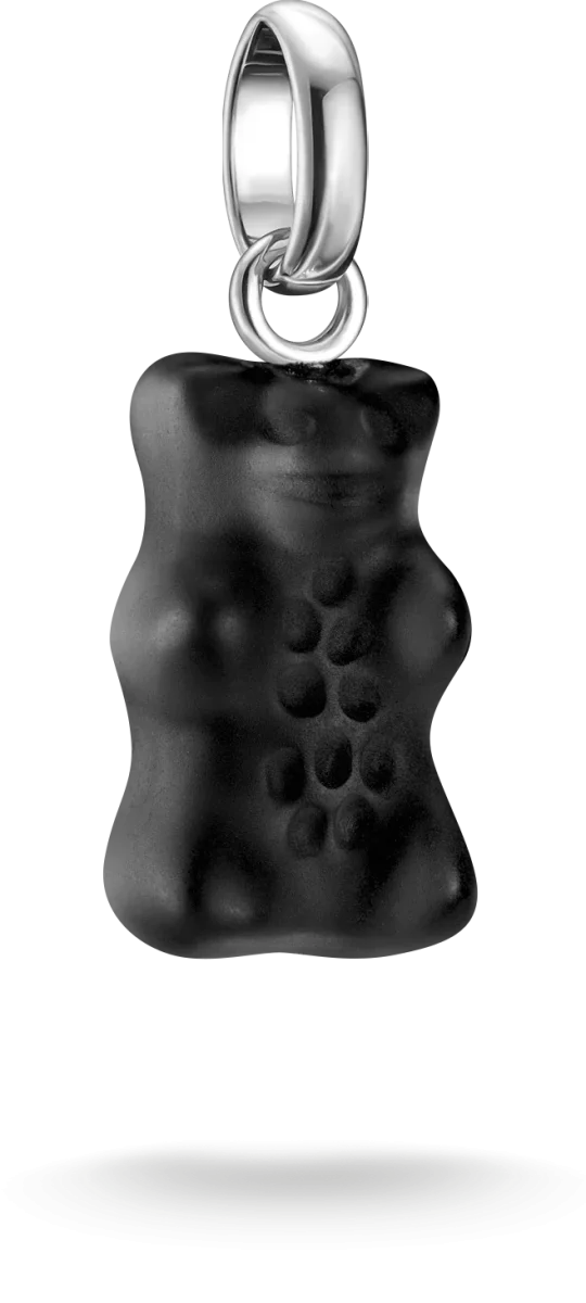 Thomas Sabo Charm-Anhänger, Goldbär aus Glas, in schwarz, aus Silber