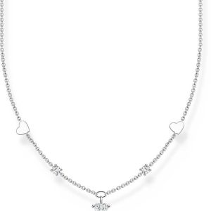 Halskette mit Herzen und weißen Steinchen - 925er Sterlingsilber