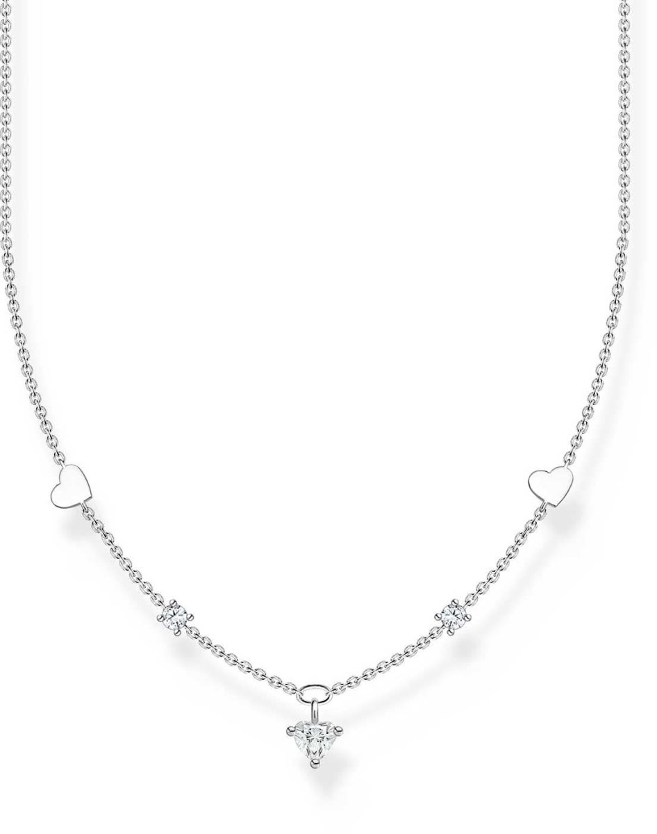 Halskette mit Herzen und weißen Steinchen – 925er Sterlingsilber