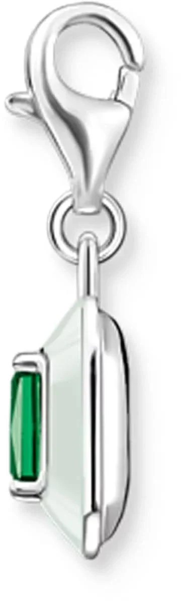 Charm Anhänger Grüner 3D Stein - 925 Sterlingsilber – Bild 3
