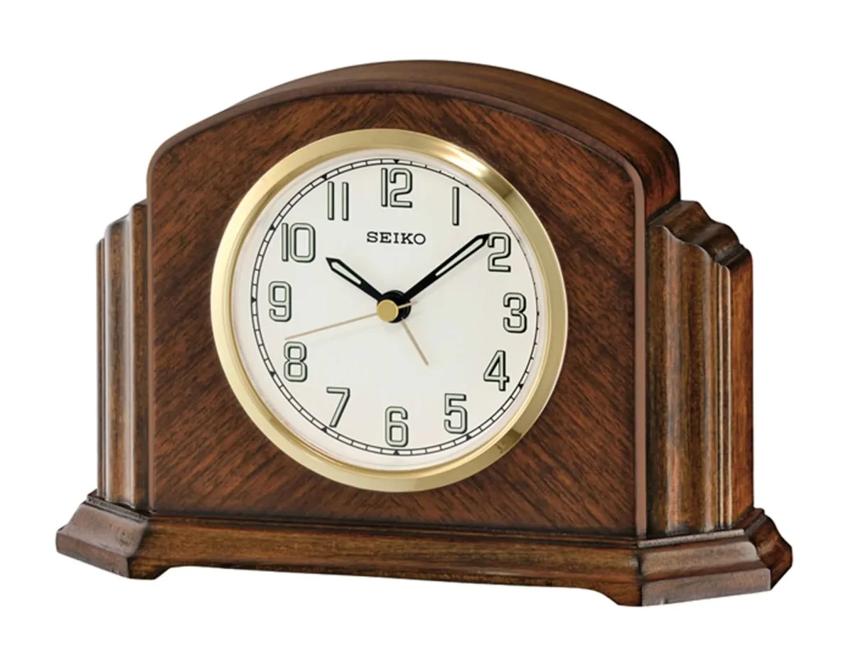 Seiko Tischuhr 12,7x18,3x5,1 cm Holz • Quarzuhrwerk • Mit Alarmfunktion