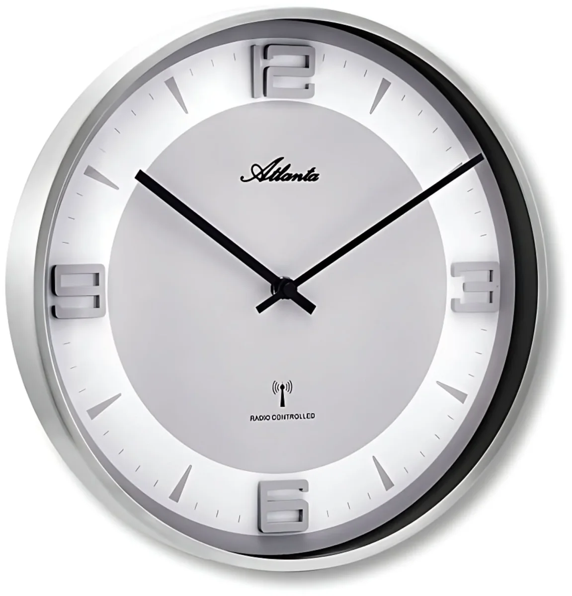 Atlanta Wanduhr 30 cm Ø Metall • Funkgesteuert • Modernes Design