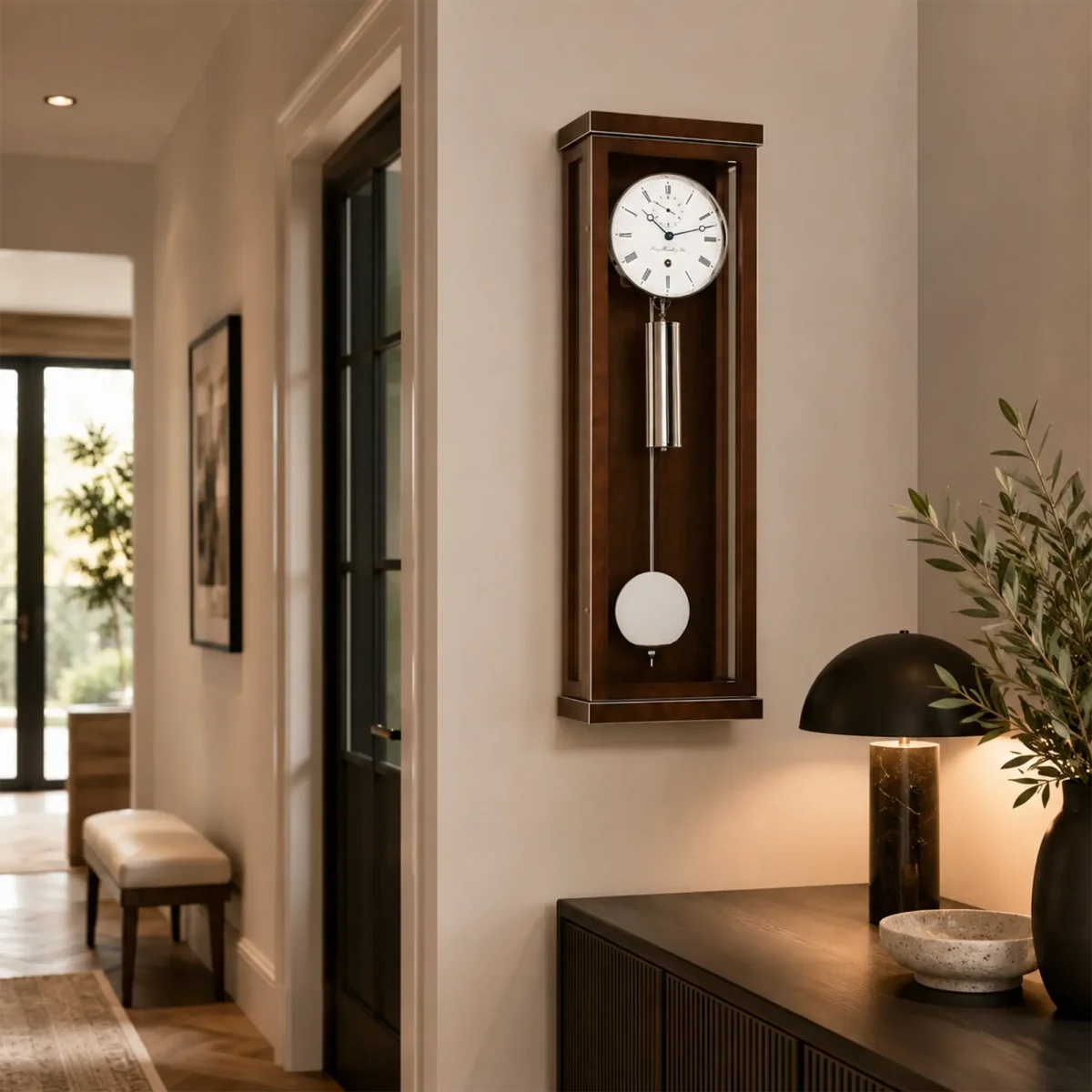 Hermle Wanduhr 88x27x13,5 cm Holz • Präzises 31-Tage-Werk • Edles Walnuss-Finish – Bild 5